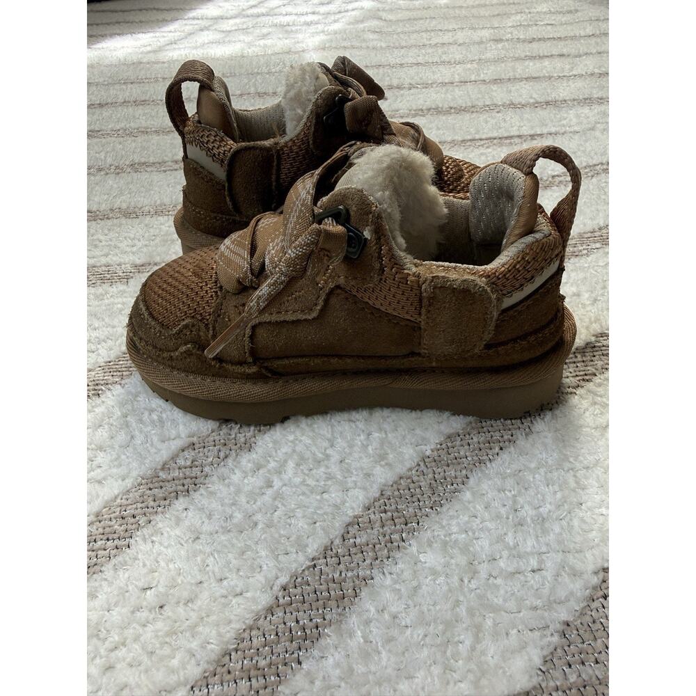 UGG Unisex Lowmel Sneakers Toddler Chestnut Suede Sheepskin Size US 7/EU 23.5 - Picture 6 of 14